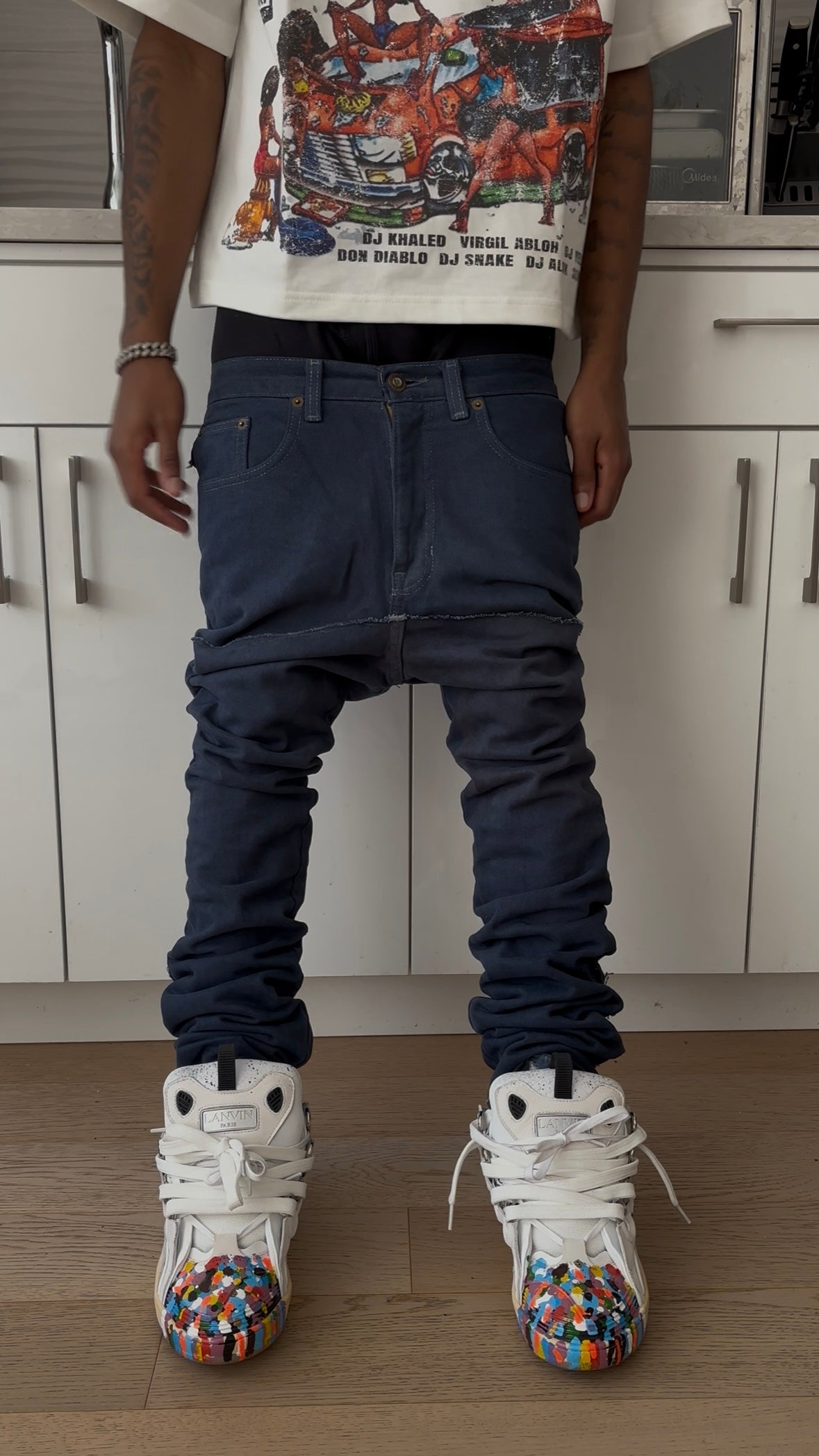 Kompy Striped Navy Blue Denim